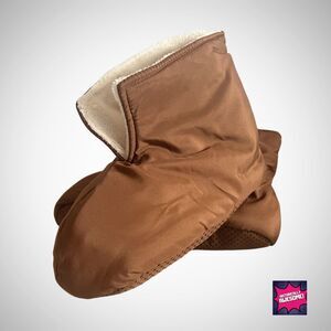 Brown Duvet Slipper Booties - Size L (9-10) - NEW